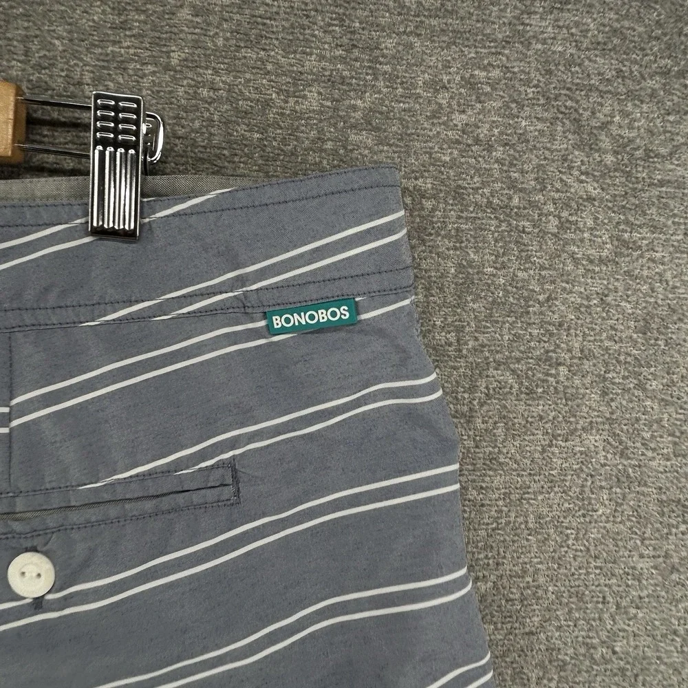 Bonobos Board Shorts Men Size 40x7 Gray Striped Beach Lined Summer Drawstrings